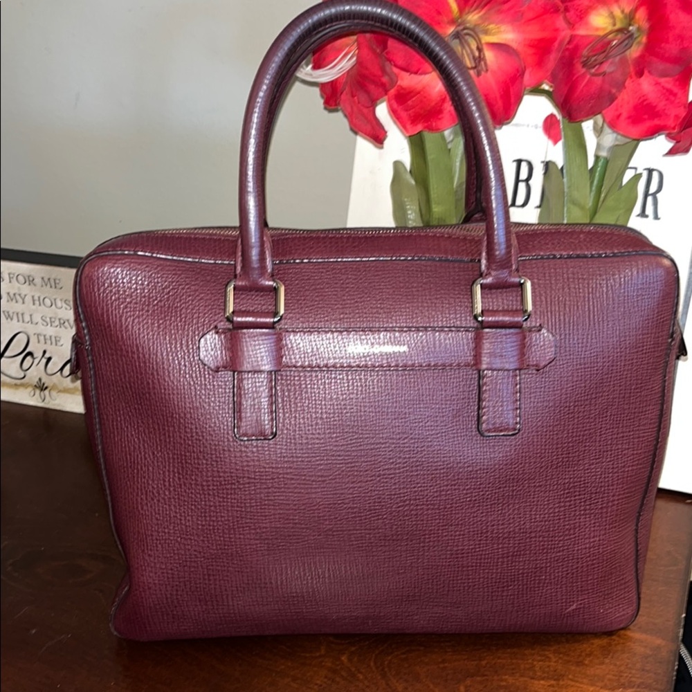 Dolce & Gabbana Mediterraneo Bordeaux Brick Red Laptop Bag Structured Design EUC
